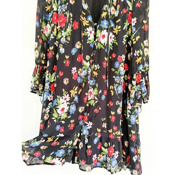 Sezane Sézane | India Dress Black Floral | Sz 36 // US Sz 4 - Picture 5 of 12